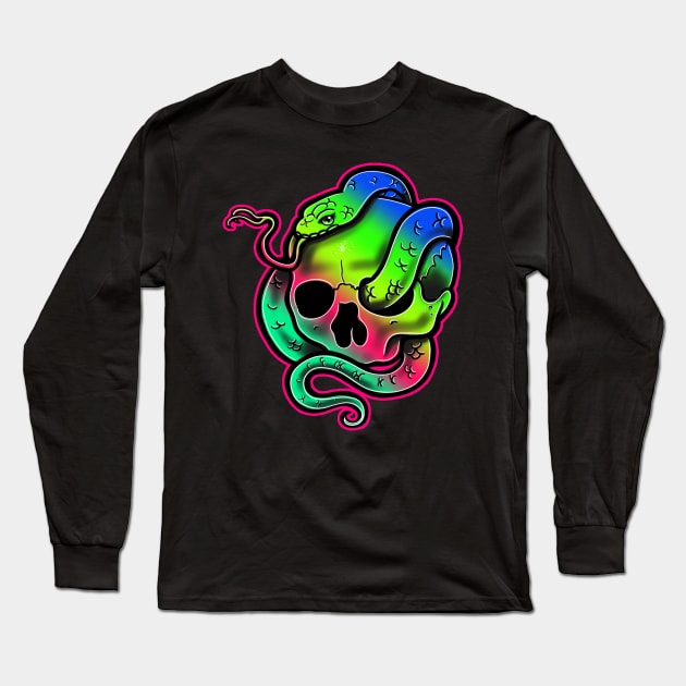 snake and skull Long Sleeve T-Shirt by Squatchyink